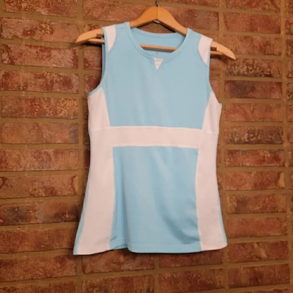 Athleta Tank Top baby blue and white size small